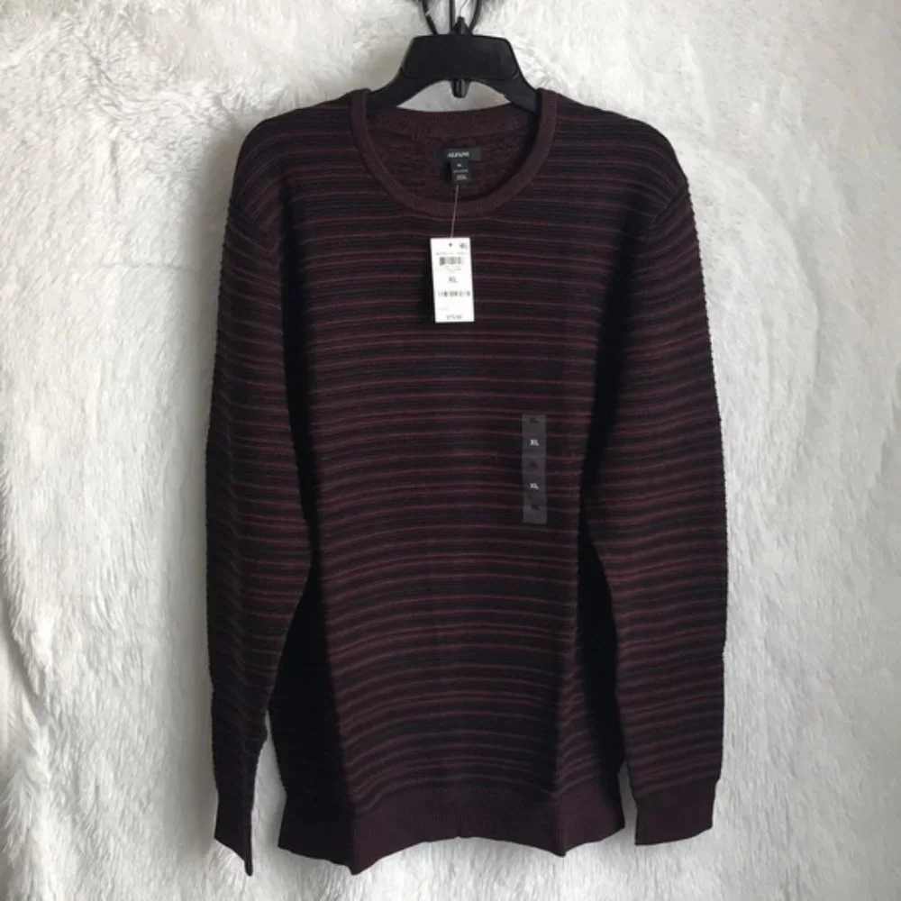 NWT Macy's Alfani Men's Sweater Port Red Ottoman Textured Crewneck - Picture 6 of 14